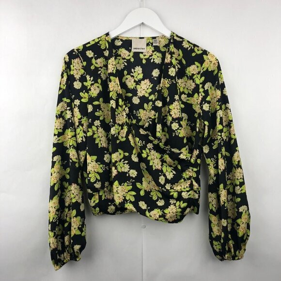 Industry Mangostan Long Sleeve Floral Print Wrap Blouse Size Medium - Picture 1 of 16